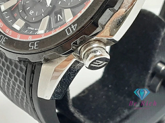 カシオ CASIO エディフィス 電波 ソーラー メンズ 腕時計 EQW-T670 黒 ブラック SS 樹脂 ラバー ブレス アナログ クォーツ QZ ウォッチ EDIFICE 【中古】【送料無料】 ht6319