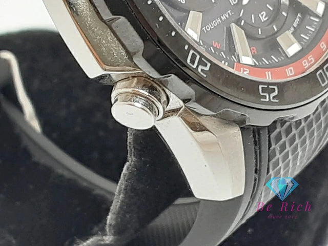カシオ CASIO エディフィス 電波 ソーラー メンズ 腕時計 EQW-T670 黒 ブラック SS 樹脂 ラバー ブレス アナログ クォーツ QZ ウォッチ EDIFICE 【中古】【送料無料】 ht6319