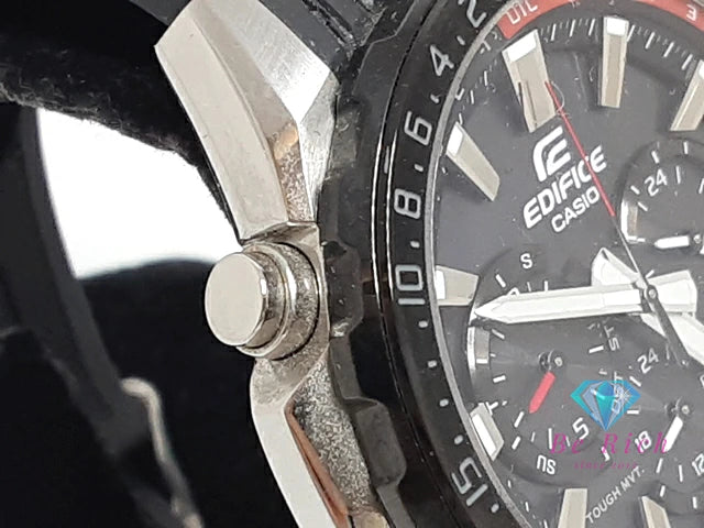カシオ CASIO エディフィス 電波 ソーラー メンズ 腕時計 EQW-T670 黒 ブラック SS 樹脂 ラバー ブレス アナログ クォーツ QZ ウォッチ EDIFICE 【中古】【送料無料】 ht6319