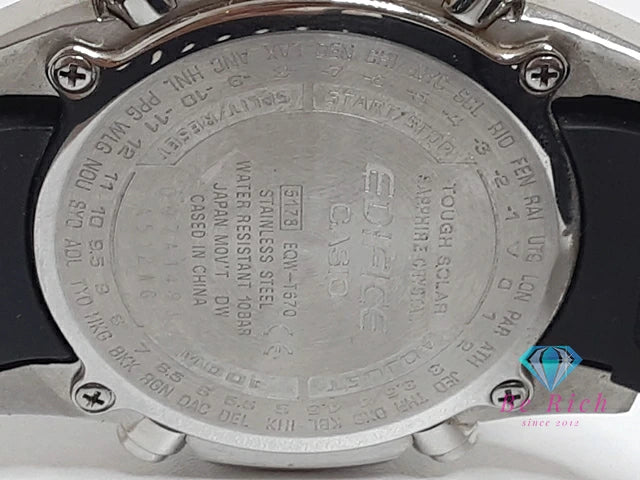 カシオ CASIO エディフィス 電波 ソーラー メンズ 腕時計 EQW-T670 黒 ブラック SS 樹脂 ラバー ブレス アナログ クォーツ QZ ウォッチ EDIFICE 【中古】【送料無料】 ht6319