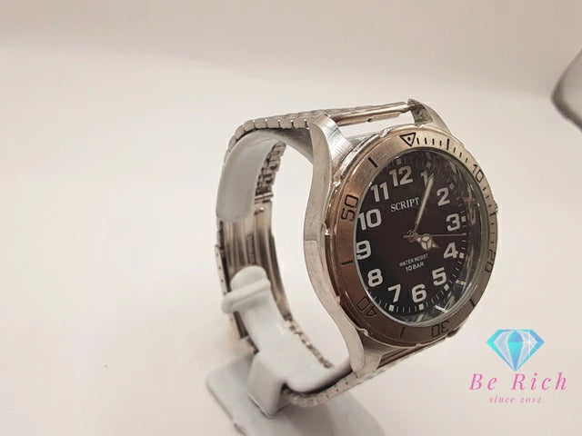 ジェイアクシス J-AXIS スクリプト メンズ 腕時計 黒 ブラック シルバー SS ブレス アナログ クォーツ QZ ウォッチ SCRIPT 【中古】【送料無料】 ht6322
