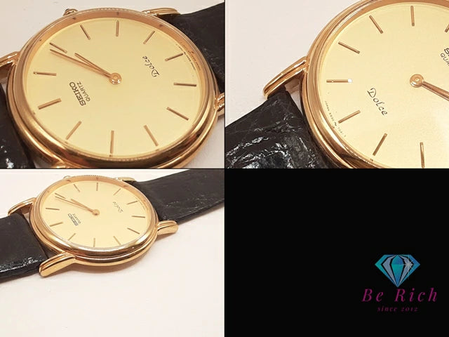 セイコー SEIKO ドルチェ メンズ 腕時計 5930-7020 ゴールド ブラック 黒 SS GP レザー ブレス アナログ クォーツ QZ ウォッチ Dolce 【中古】【送料無料】 ht6323