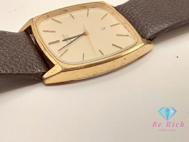 シチズン CITIZEN メンズ 腕時計 1230-214277 ゴールド ブラウン 茶 SS レザー ブレス アナログ クォーツ QZ ウォッチ 【中古】【送料無料】 ht6328