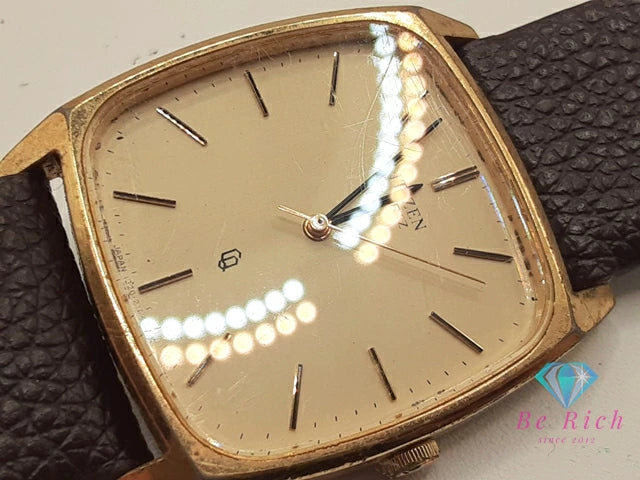 シチズン CITIZEN メンズ 腕時計 1230-214277 ゴールド ブラウン 茶 SS レザー ブレス アナログ クォーツ QZ ウォッチ 【中古】【送料無料】 ht6328