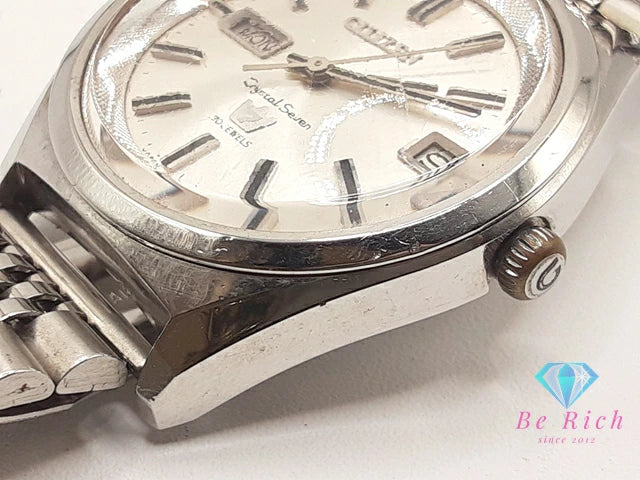 シチズン CITIZEN クリスタル セブン 自動巻き メンズ 腕時計 デイデイト 2942-T シルバー SS ブレス アナログ オートマ AT アンティーク ヴィンテージ ウォッチ Crystal Seven 【中古】【送料無料】 ht6329