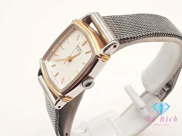 セイコー SEIKO レディース 腕時計 1221-5320 スクエア 白 ホワイト シルバー SS GP ブレス アナログ クォーツ QZ ウォッチ 【中古】【送料無料】 ht6332