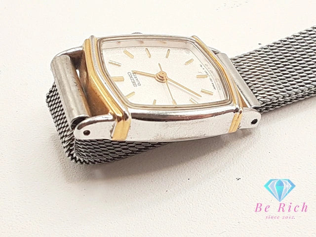 セイコー SEIKO レディース 腕時計 1221-5320 スクエア 白 ホワイト シルバー SS GP ブレス アナログ クォーツ QZ ウォッチ 【中古】【送料無料】 ht6332