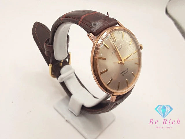 シチズン CITIZEN ジェット メンズ 腕時計 JT15701A 21石 自動巻き シャンパン ゴールド ブラウン 茶 GP 金張り レザー ブレス アナログ アンティーク ヴィンテージ ウォッチ Jet 【中古】【送料無料】 ht6334
