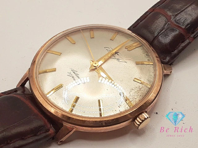 シチズン CITIZEN ジェット メンズ 腕時計 JT15701A 21石 自動巻き シャンパン ゴールド ブラウン 茶 GP 金張り レザー ブレス アナログ アンティーク ヴィンテージ ウォッチ Jet 【中古】【送料無料】 ht6334