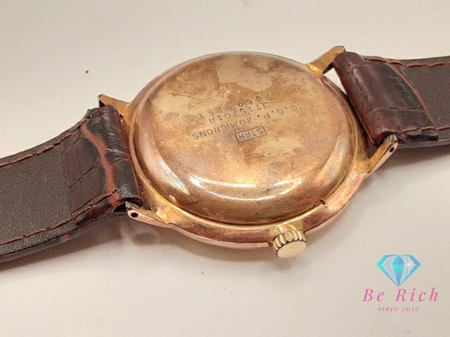 シチズン CITIZEN ジェット メンズ 腕時計 JT15701A 21石 自動巻き シャンパン ゴールド ブラウン 茶 GP 金張り レザー ブレス アナログ アンティーク ヴィンテージ ウォッチ Jet 【中古】【送料無料】 ht6334