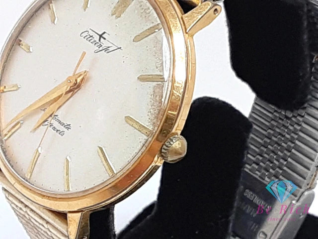 シチズン CITIZEN ジェット メンズ 腕時計 JT158 自動巻き シャンパン ゴールド ブラウン 茶 GP 金張り メッキ レザー ブレス アナログ アンティーク ヴィンテージ ウォッチ Jet 【中古】【送料無料】 ht6346