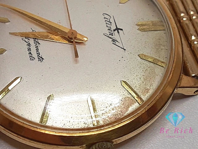 シチズン CITIZEN ジェット メンズ 腕時計 JT158 自動巻き シャンパン ゴールド ブラウン 茶 GP 金張り メッキ レザー ブレス アナログ アンティーク ヴィンテージ ウォッチ Jet 【中古】【送料無料】 ht6346