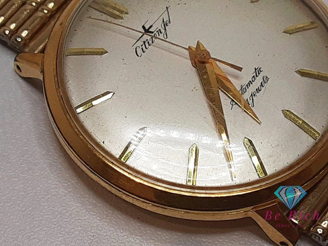 シチズン CITIZEN ジェット メンズ 腕時計 JT158 自動巻き シャンパン ゴールド ブラウン 茶 GP 金張り メッキ レザー ブレス アナログ アンティーク ヴィンテージ ウォッチ Jet 【中古】【送料無料】 ht6346