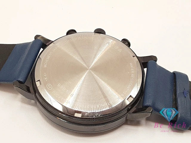 セイコー SEIKO アルバ クロノグラフ メンズ 腕時計 デイト VD53-KGF0 黒 ブラック ネイビー 紺 SS レザー ブレス アナログ クォーツ QZ ウォッチ ALBA 【中古】【送料無料】 ht6348