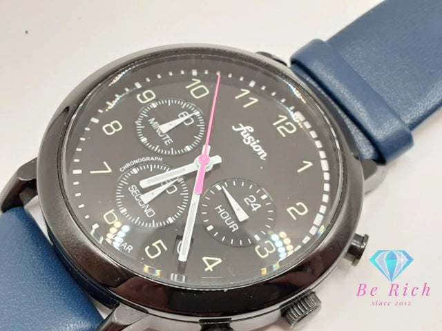 セイコー SEIKO アルバ クロノグラフ メンズ 腕時計 デイト VD53-KGF0 黒 ブラック ネイビー 紺 SS レザー ブレス アナログ クォーツ QZ ウォッチ ALBA 【中古】【送料無料】 ht6348
