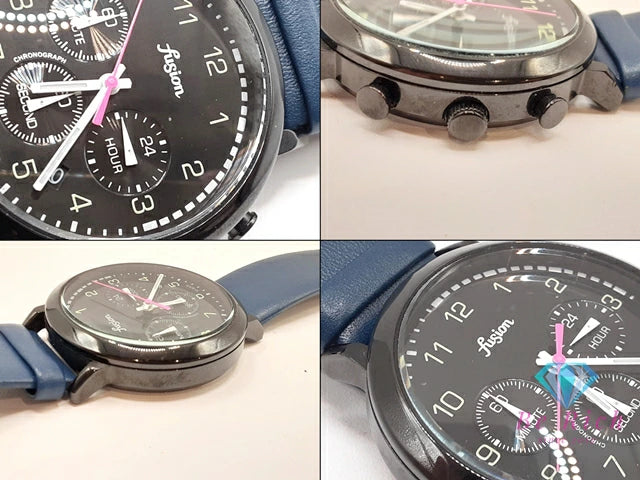 セイコー SEIKO アルバ クロノグラフ メンズ 腕時計 デイト VD53-KGF0 黒 ブラック ネイビー 紺 SS レザー ブレス アナログ クォーツ QZ ウォッチ ALBA 【中古】【送料無料】 ht6348