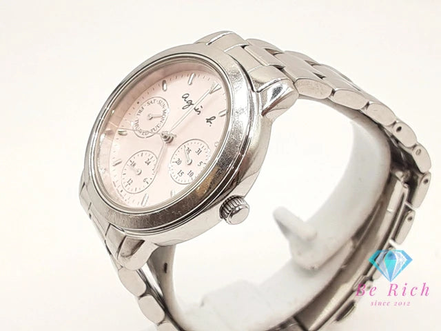アニエスベー agnes b. レディース 腕時計 デイデイト V33J-0010 シルバー SS ブレス アナログ クォーツ QZ ウォッチ 【中古】【送料無料】 ht6349