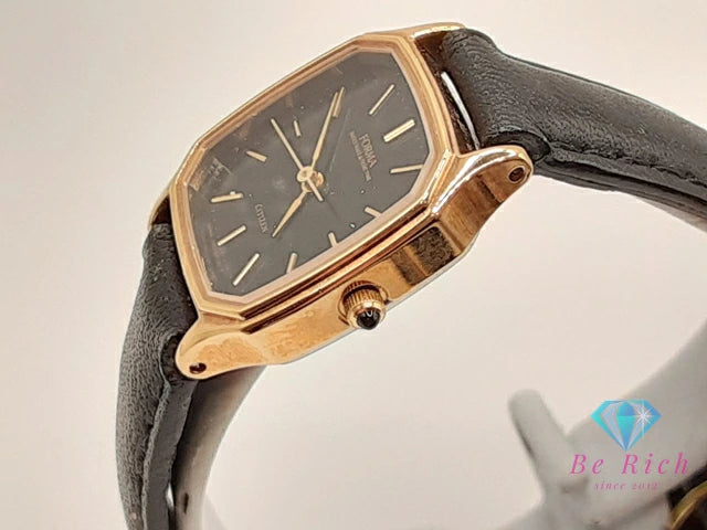 シチズン CITIZEN フォルマ レディース 腕時計 2931-296052 スクエア 黒 ブラック SS レザー ブレス アナログ クォーツ QZ ウォッチ FORMA 【中古】【送料無料】 ht6351