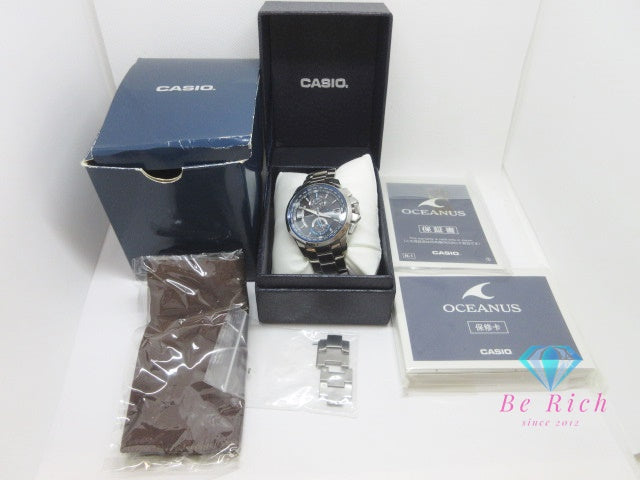 カシオ CASIO オシアナス OCW-T1000 フル メタル 電波 ソーラー クロノグラフ メンズ 腕時計 黒 ブラック チタン ブレス クォーツ QZ ウォッチ チタニウム 【中古】【送料無料】 ht6540