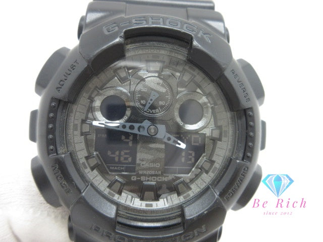 カシオ CASIO G-SHOCK メンズ 腕時計 GA-100CF カモフラージュ ブラック アナ デジ 黒 SS 樹脂 ブレス クォーツ QZ ウォッチ 迷彩 【中古】【送料無料】ht6587