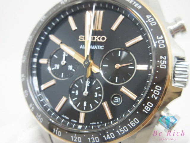 美品 セイコー SEIKO ブライツ メカニカル クロノグラフ デイト メンズ 腕時計 SDGZ006 8R28-00R0 黒 ブラック シルバー SS ブレス アナログ 自動巻き オートマ AT ウォッチ Brightz 【中古】【送料無料】 ht6605
