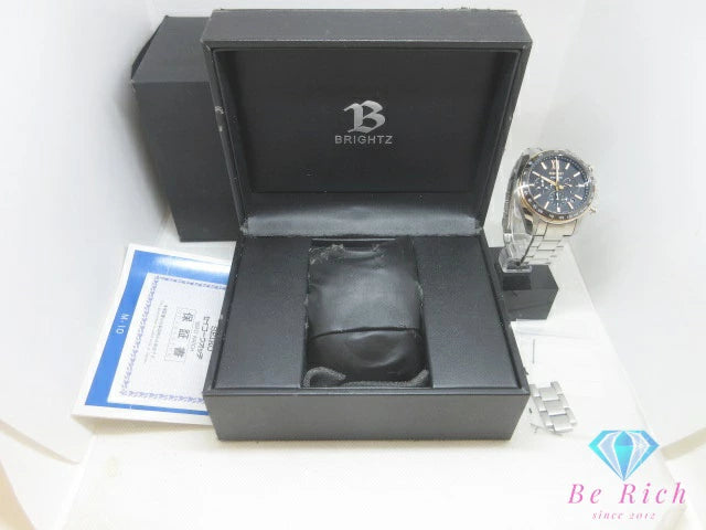美品 セイコー SEIKO ブライツ メカニカル クロノグラフ デイト メンズ 腕時計 SDGZ006 8R28-00R0 黒 ブラック シルバー SS ブレス アナログ 自動巻き オートマ AT ウォッチ Brightz 【中古】【送料無料】 ht6605