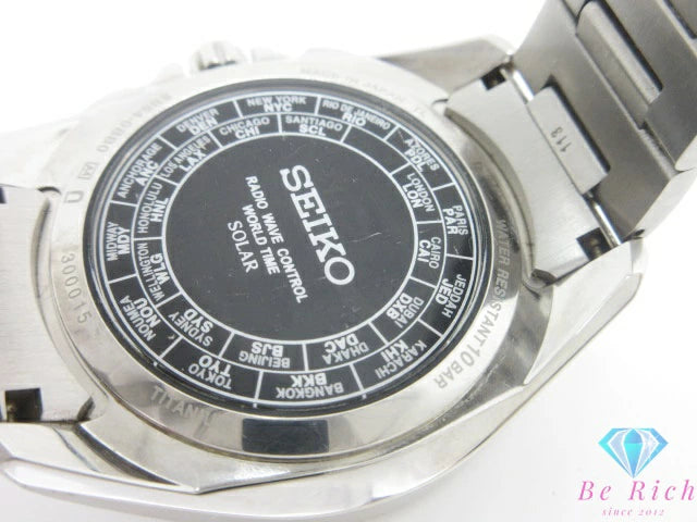 セイコー SEIKO ブライツ ワールドタイム ソーラー 電波 メンズ 腕時計 デイト SAGA159 8B54-0BB0 黒 ブラック シルバー チタニウム チタン ブレス アナログ クォーツ QZ ウォッチ BRIGHTZ 【中古】【送料無料】 ht6619