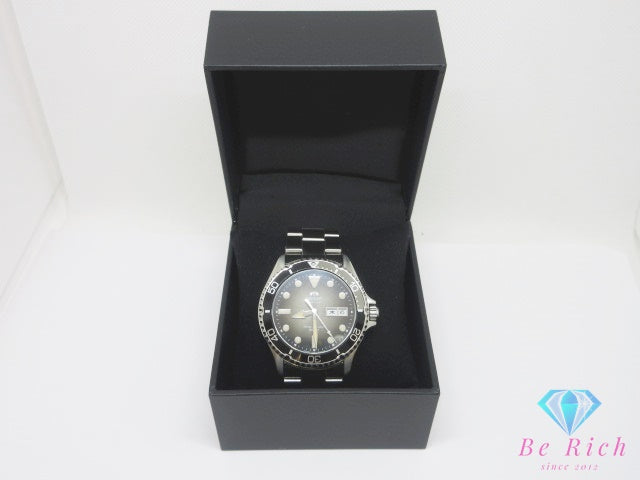 オリエント ORIENT スポーツ ダイバー デイデイト 自動巻き メンズ 腕時計 E692-UAV0 黒 ブラック シルバー SS ブレス ロゴ アナログ オートマ AT ウォッチ シースルーバック 裏スケルトン 【中古】【送料無料】 ht6777