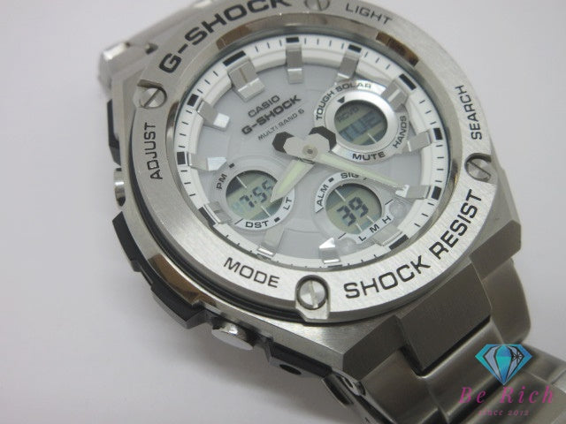 カシオ CASIO G-SHOCK G-STEEL タフ ソーラー メンズ 腕時計 GST-W110D-7JAF 白 ホワイト系 SS ブレス クォーツ QZ ウォッチ G-スティール ジーショック Gショック 【中古】【送料無料】ht7028