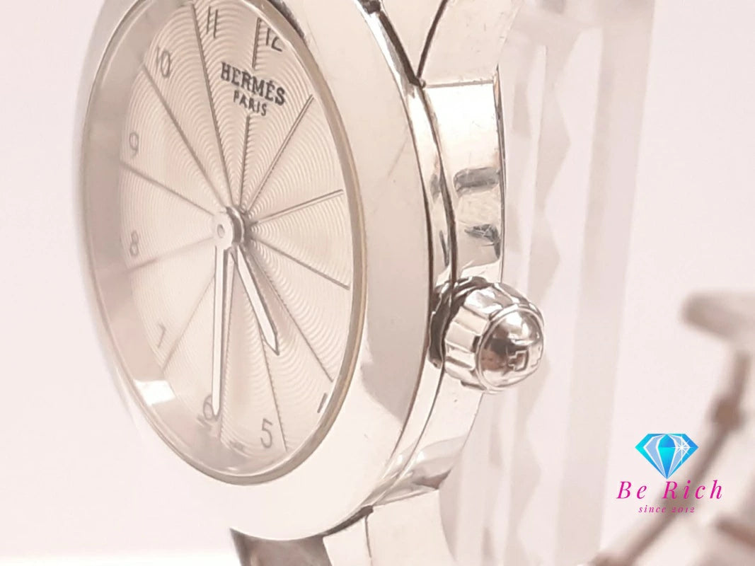 エルメス HERMES Hウォッチ ロンド HR1.210 レディース 腕時計 シルバー ブラウン 茶 SS レザー ブレス ロゴ アナログ クォーツ QZ ウォッチ 【中古】【送料無料】 bt3459