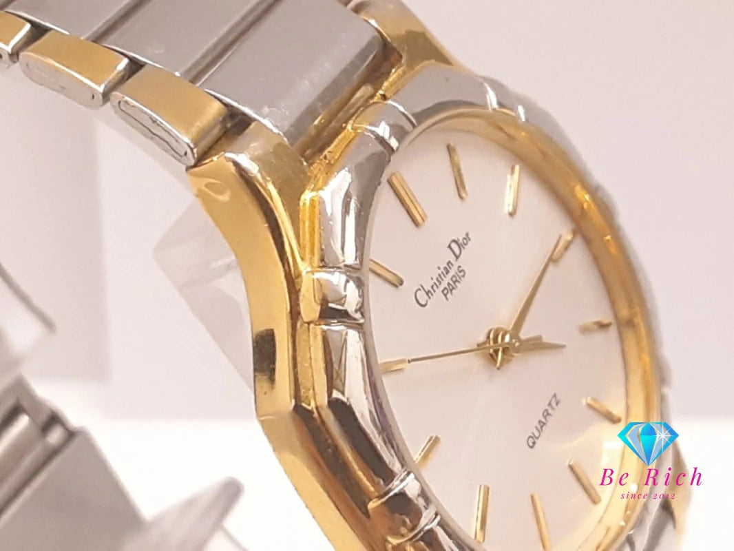 クリスチャン ディオール Christian Dior オクタゴン ウォッチ レディース 腕時計 白 ホワイト シルバー ゴールド SS GP ブレス アナログ クォーツ QZ 【中古】【送料無料】 bt3463