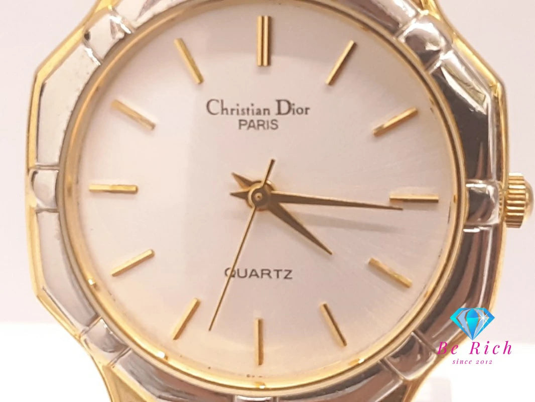 クリスチャン ディオール Christian Dior オクタゴン ウォッチ レディース 腕時計 白 ホワイト シルバー ゴールド SS GP ブレス アナログ クォーツ QZ 【中古】【送料無料】 bt3463