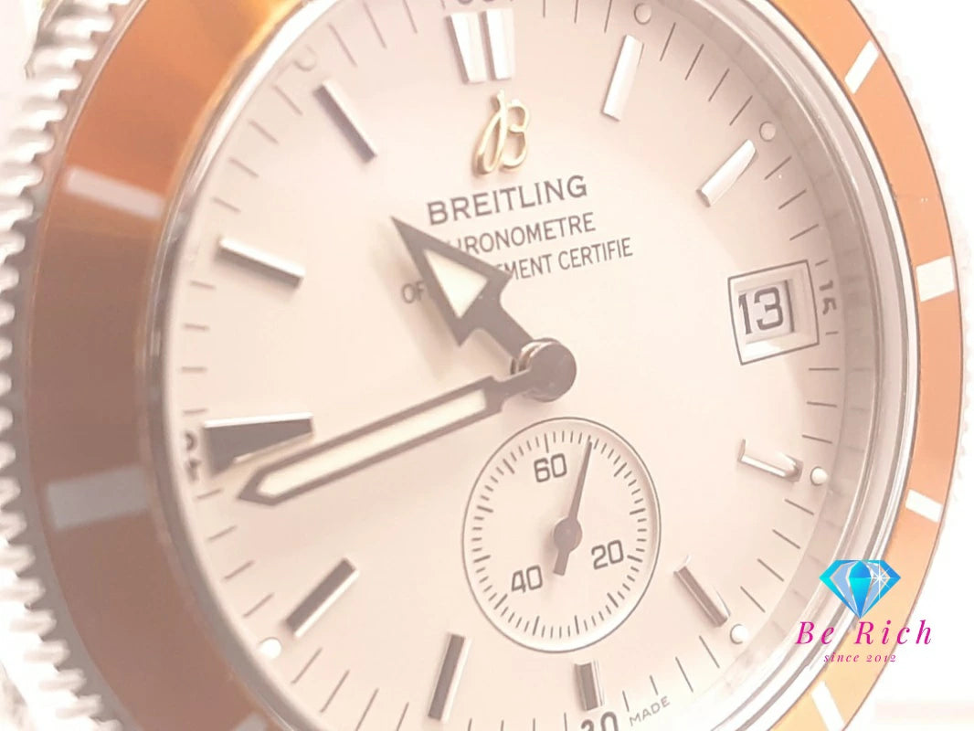 OH 仕上げ済 ブライトリング BREITLING スーパー オーシャン ヘリテージ 38 デイト 自動巻き メンズ 腕時計 A37320 スモセコ 白 ホワイト シルバー SS ブレス アナログ オートマ AT ウォッチ Super Ocean 【中古】【送料無料】 bt3477