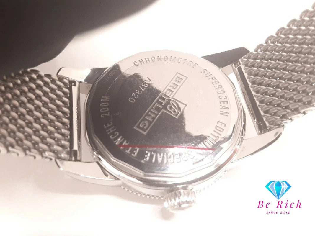 OH 仕上げ済 ブライトリング BREITLING スーパー オーシャン ヘリテージ 38 デイト 自動巻き メンズ 腕時計 A37320 スモセコ 白 ホワイト シルバー SS ブレス アナログ オートマ AT ウォッチ Super Ocean 【中古】【送料無料】 bt3477