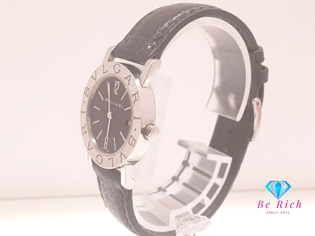 ブルガリ BVLGARI ブルガリブルガリ デイト レディース 腕時計 BB 26 SL 黒 ブラック SS レザー ブレス アナログ クォーツ QZ ウォッチ 【中古】【送料無料】 bt3487