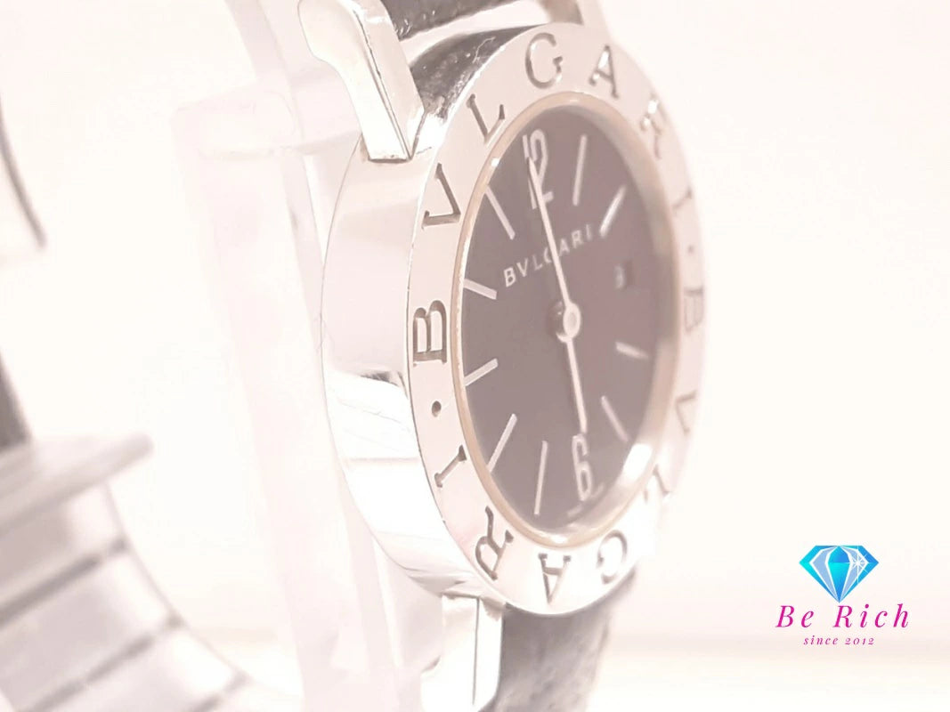 ブルガリ BVLGARI ブルガリブルガリ デイト レディース 腕時計 BB 26 SL 黒 ブラック SS レザー ブレス アナログ クォーツ QZ ウォッチ 【中古】【送料無料】 bt3487
