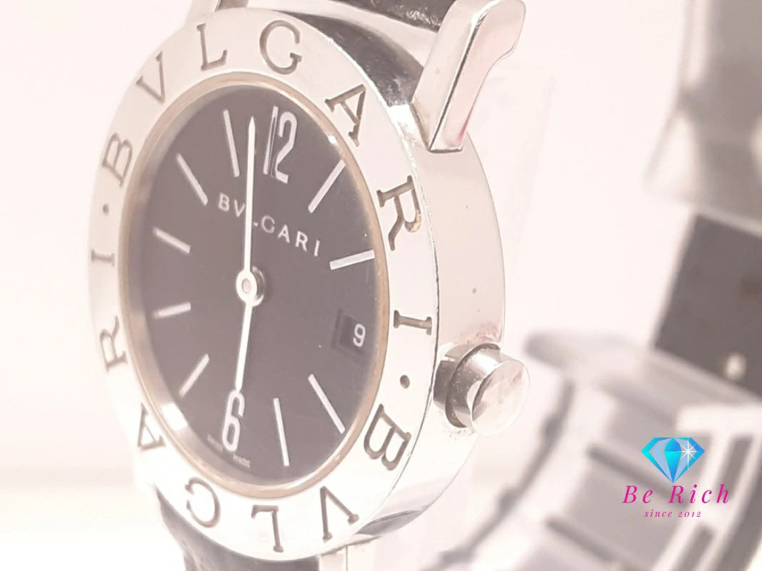 ブルガリ BVLGARI ブルガリブルガリ デイト レディース 腕時計 BB 26 SL 黒 ブラック SS レザー ブレス アナログ クォーツ QZ ウォッチ 【中古】【送料無料】 bt3487