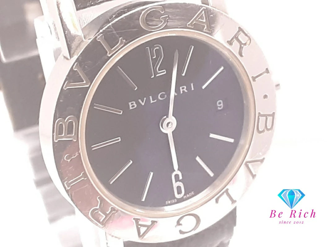 ブルガリ BVLGARI ブルガリブルガリ デイト レディース 腕時計 BB 26 SL 黒 ブラック SS レザー ブレス アナログ クォーツ QZ ウォッチ 【中古】【送料無料】 bt3487