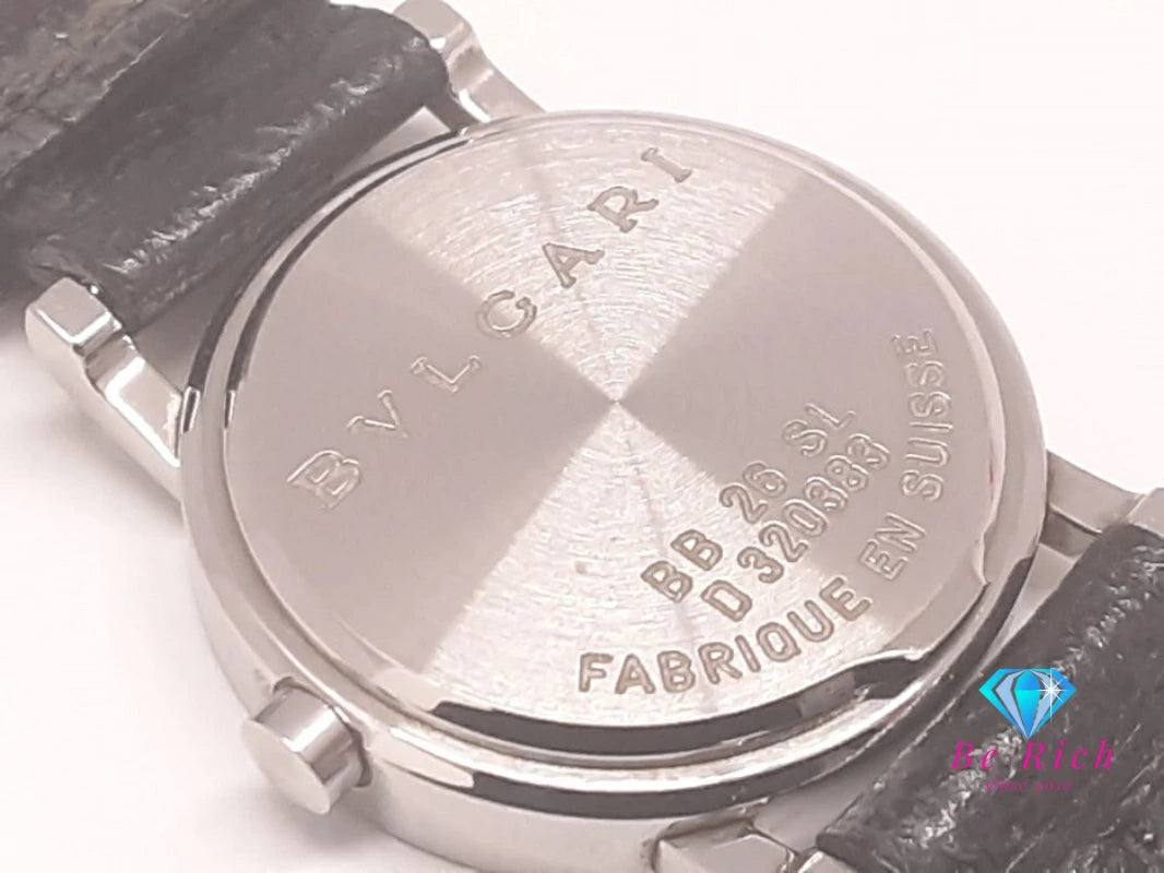 ブルガリ BVLGARI ブルガリブルガリ デイト レディース 腕時計 BB 26 SL 黒 ブラック SS レザー ブレス アナログ クォーツ QZ ウォッチ 【中古】【送料無料】 bt3487