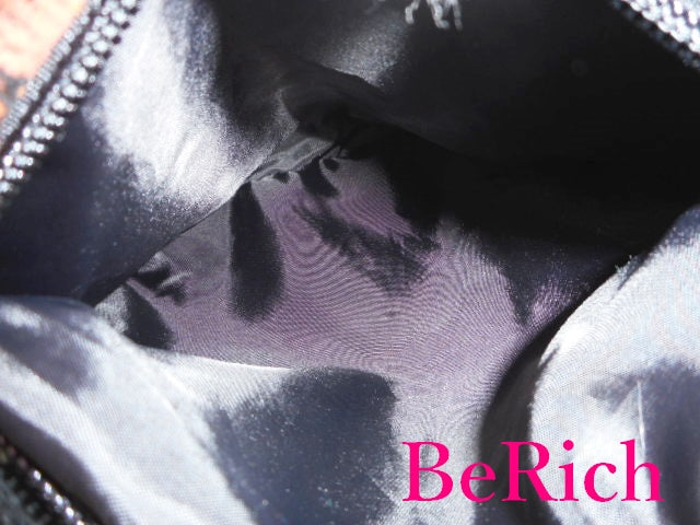 フェイラー 巾着 ポーチ ハンドバッグ 花柄 フラワー シュニール織 パイル ピンク ブラック マルチカラーパイル FEILER 【中古】【送料無料】 sh1562