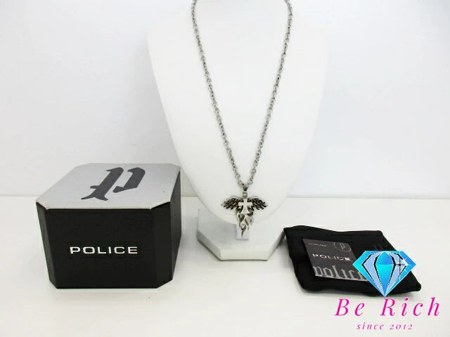 ポリス POLICE 羽 フェザー モチーフ デザイン ネックレス シルバー SS ステンレス ボーイズ ペンダント アクセサリー 【中古】【送料無料】 sh1592
