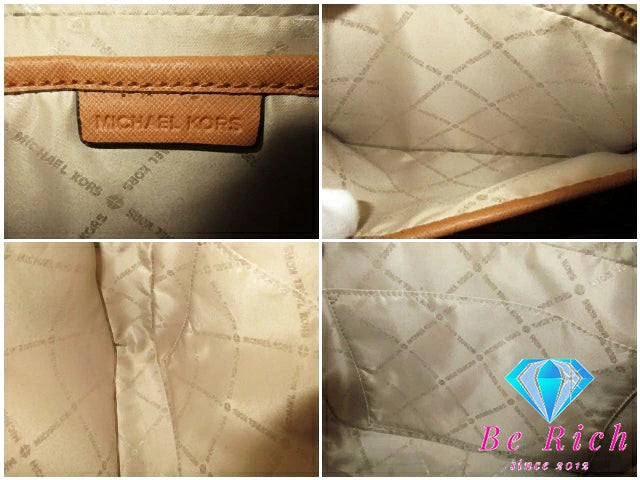 マイケルコース MICHAEL KORS ショルダーバッグ 35F8GTTC2B バニラ エイコーン アイボリー ホワイト 白 ブラウン 茶 PVC レザー MK モノグラム ロゴ スクエア ポシェット クロスボディ 斜め掛け 鞄 【中古】【送料無料】 sh1725