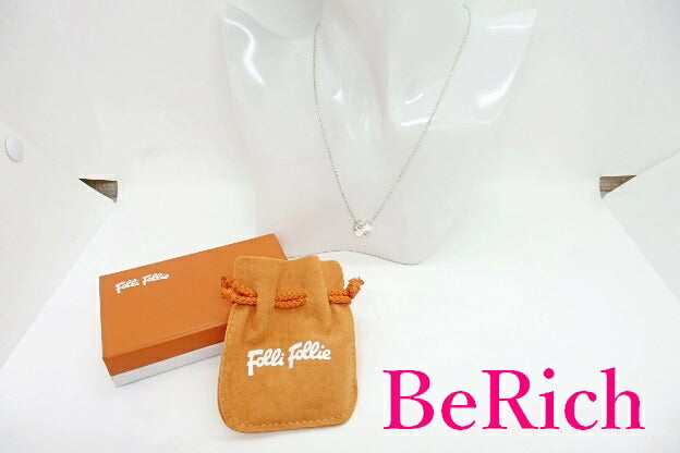 フォリフォリ Folli Follie ライン ストーン 付 四つ葉 クローバー モチーフ ネックレス ペンダント シルバー メッキ ジュエリー アクセサリー 【中古】【送料無料】 ba1869