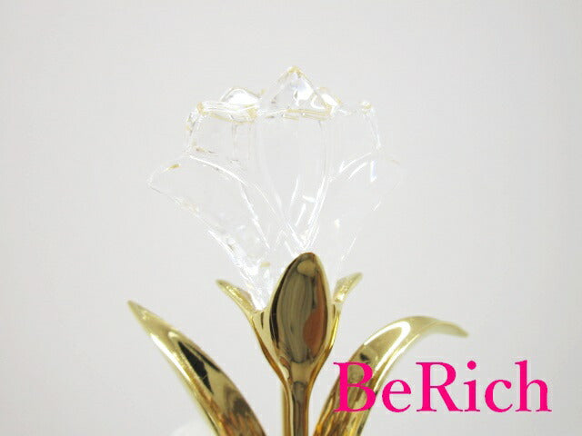 スワロフスキー SWAROVSKI 花 フラワー モチーフ ピン ブローチ クリア ゴールド クリスタル ガラス ジュエリー アクセサリー 【中古】【送料無料】 ba2098