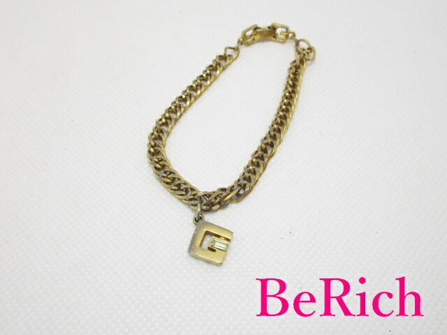 ジバンシィ GIVENCHY ラインストーン 付 G ロゴ ブレスレット ゴールド GP メッキ ジュエリー アクセサリー 【中古】【送料無料】 ba2132