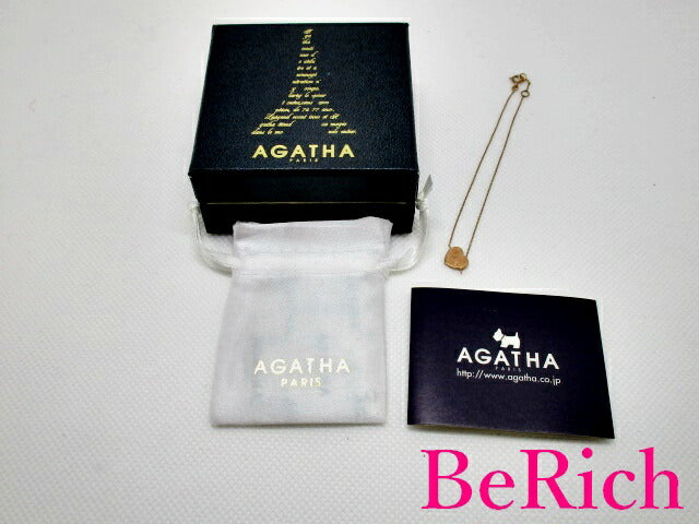 アガタ AGATHA 9K PG ハート モチーフ チェーン ブレスレット ピンク ゴールド ジュエリー アクセサリー 【中古】【送料無料】 ba2180