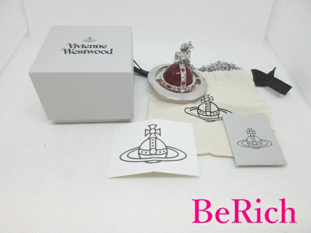 美品 ヴィヴィアン ウエストウッド Vivienne Westwood ジャイアント オーブ ロング ネックレス ペンダント シルバー ロゴ ラインストーン ジュエリー アクセサリー オーヴ ORB 【中古】【送料無料】 ba2663
