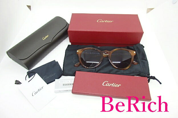 美品 カルティエ サングラス CT0010SA トータス べっ甲 ブルースモーク プラスチック ほぼ 未使用品 Cartier 【中古】【送料無料】bc1323