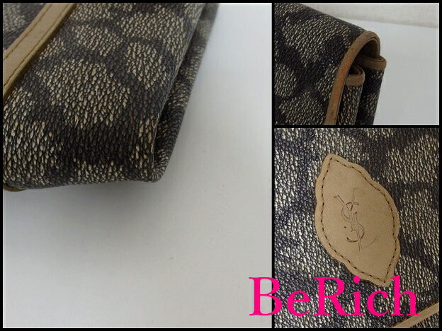 イヴ サン ローラン セカンドバッグ ベージュ グレー レザー PVC クラッチバッグ ライセンス YSL Yves Saint Laurent【中古】【送料無料】 bk6314