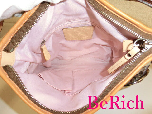 コーチ COACH シグネチャー ダッフル ショルダーバッグ F19682 カーキ ベージュ キャンバス レザー 肩掛け 斜め掛け 鞄 【中古】【送料無料】 bk6539